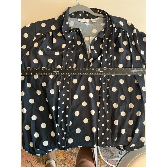Sweet Pea for NY&C by Stacy Frati Sz M Polka Dot Long Sleeve Blouse with Front T - Picture 4 of 4